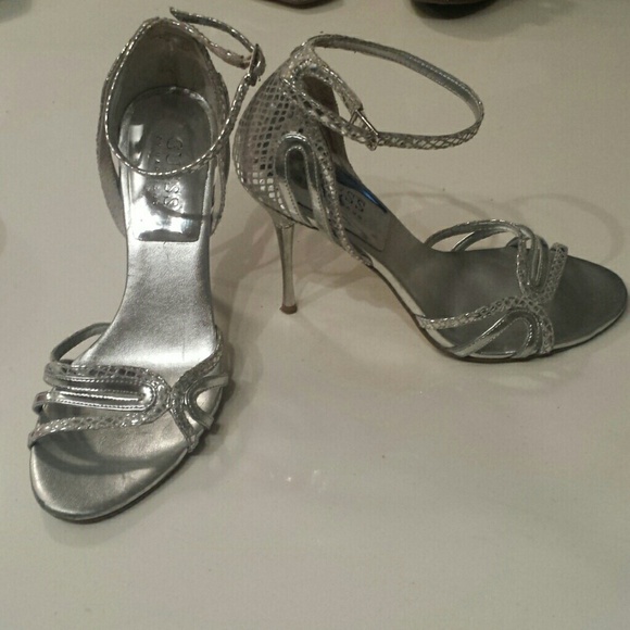 Silver Guess strap heels