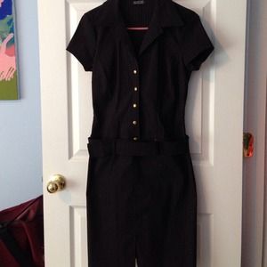 Pinstripes 💛🌜⭐️Belted Button Up Dress