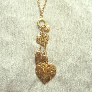 Gold Dangling Heart Necklace