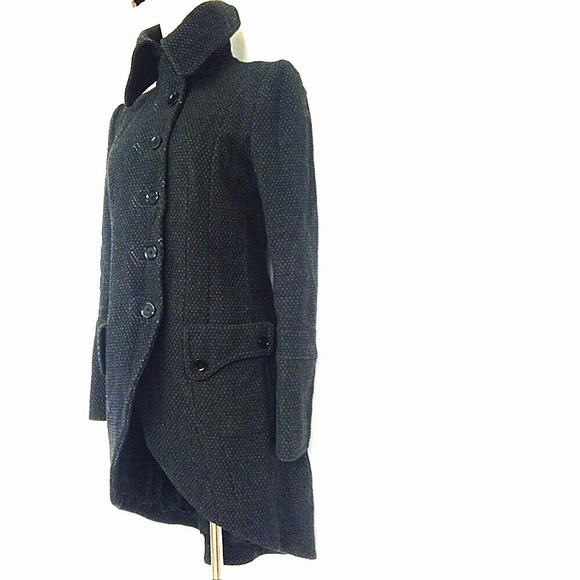 SOLD PATRIZIA PEPE DARK GREY & BLACK WOOL COAT ITM - Picture 2 of 4