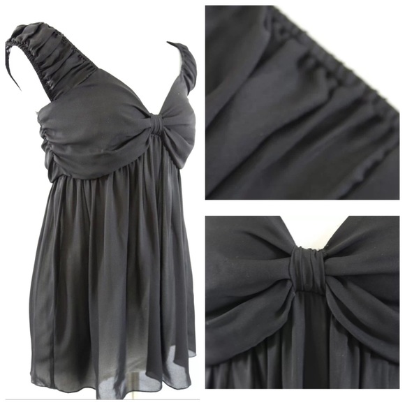 D10 Di Vita Black 100% Silk Babydoll Blouse Medium - Picture 3 of 4