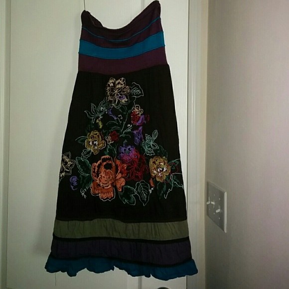 Small Brown floral stitch tube top dress