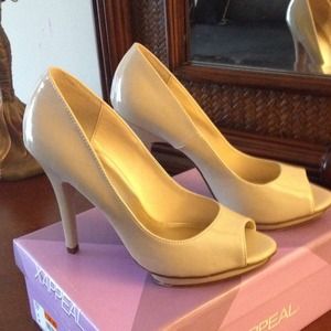 Beige, platform pumps!