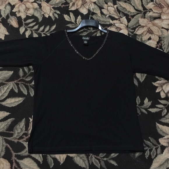 Black long sleeve top with rhinestones