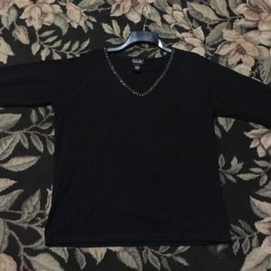 Black long sleeve top with rhinestones