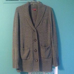 Large polyester and nylon sweater. Super comfy!