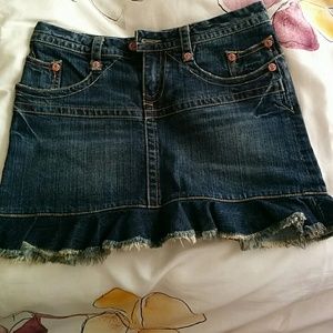 Seven 7 frayed jeans skirt