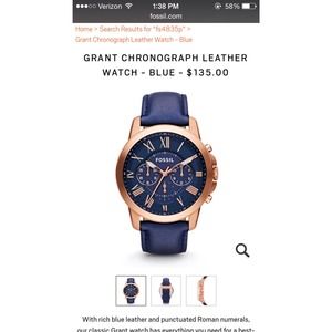 Fossil Mens Grant Chronograph Leather Watch