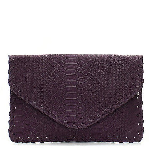 Dark Purple Woven Envelope Clutch