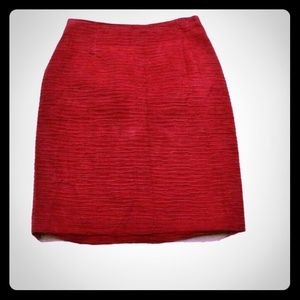 Vintage red suede leather pencil mini skirt