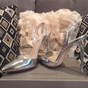 BCBGMAXAZRIA Silver Pumps