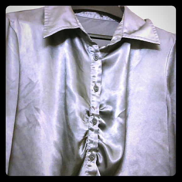 Long sleeve silky shirt.