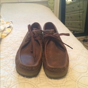 Brown leather wallabees
