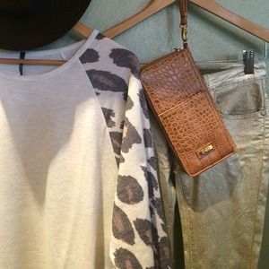 Camel Faux Alligator Wristlet Wallet