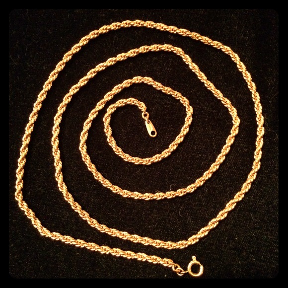 Trifari gold round chain long necklace