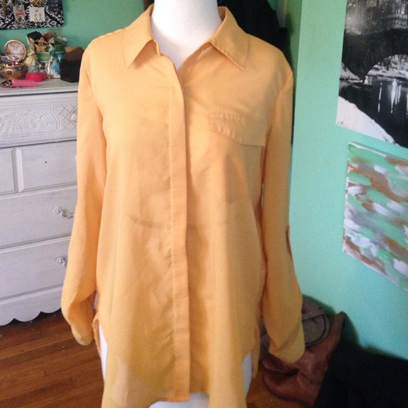 Semi sheer mustard blouse