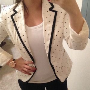 Merona Ivory and Navy Polka Dot Blazer.