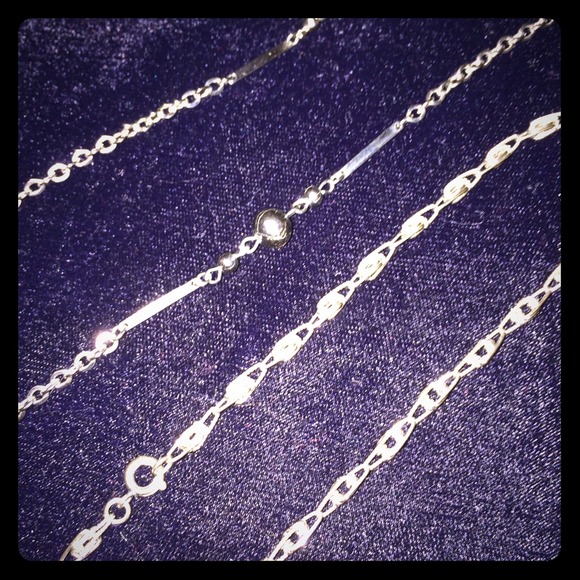 2 silver colored long necklaces bundle!