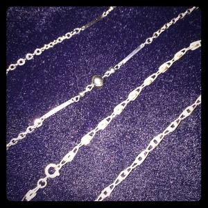 2 silver colored long necklaces bundle!