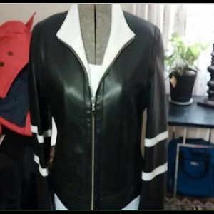 Black & white leather jacket