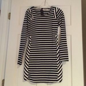 Striped long sleeve bodycon dress