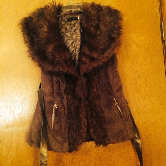 Furry brown vest