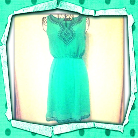 Adorable Teal & Black Dress