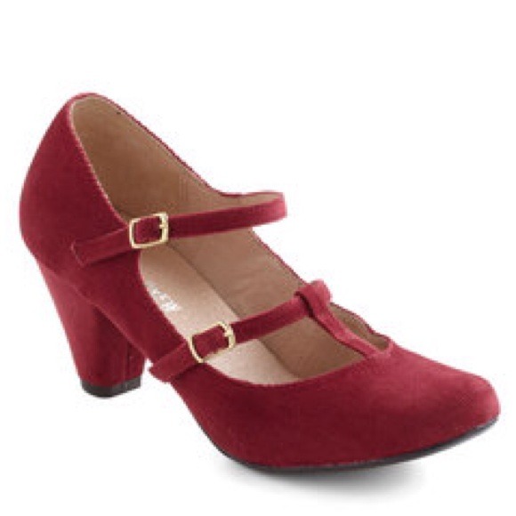 Chelsea Crew red corduroy t-strap shoes