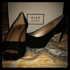 Alex Marie black lace open toed high heel