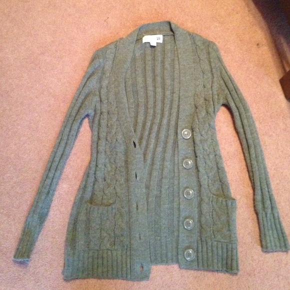 Gray cardigan sweater