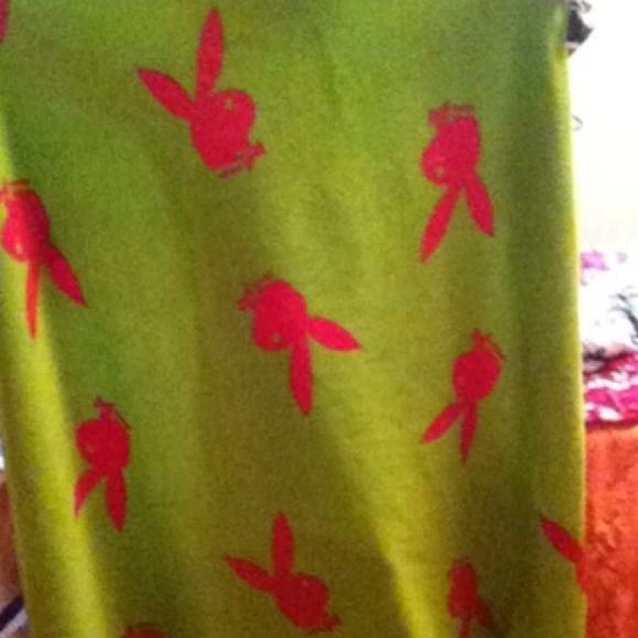 Green and pink playboy blanket