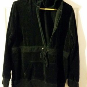 Black velour hooded top