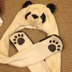 Panda hat and mittens combo