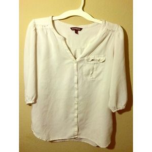 White button up express blouse