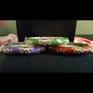Lot of 3 enamel bangle bracelets