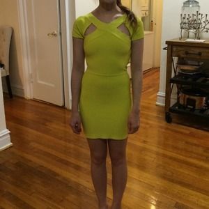 Neon yellow bcbg bandage dress