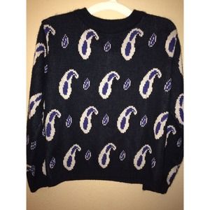 Navy blue funky paisley sweater