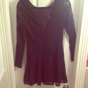 Long sleeve black lace dress