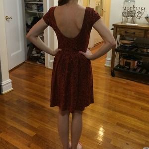 Aqua Red lace short sleeved pleated dress