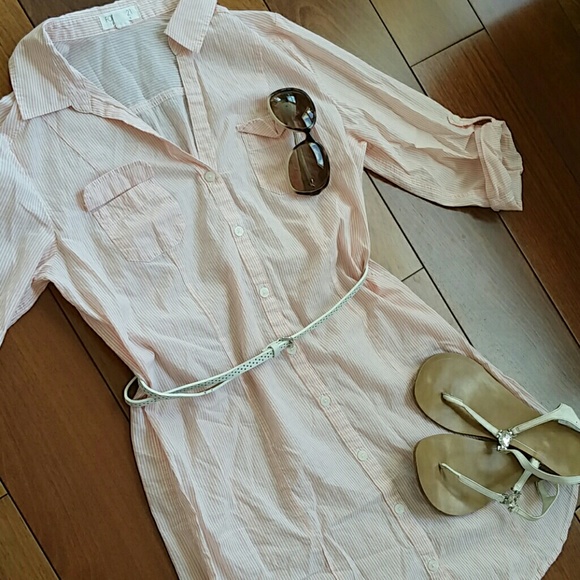 Forever 21 Dresses & Skirts - Forever 21 Pale Pink Seersucker Shirtdress