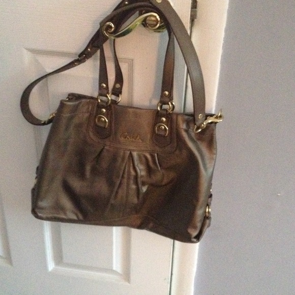 Authentic COACH Pewter leather cross body bag