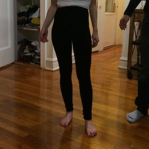 Black high waisted black velour leggings