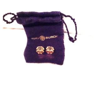 Large Tory Burch logo gold stud earrings