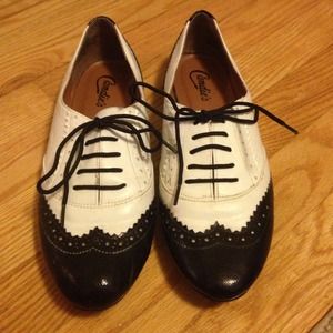Black and White Wing Tip Loafers