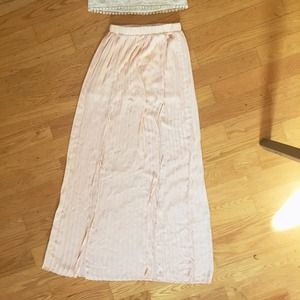 Pleated blush High Low Maxi Skirt