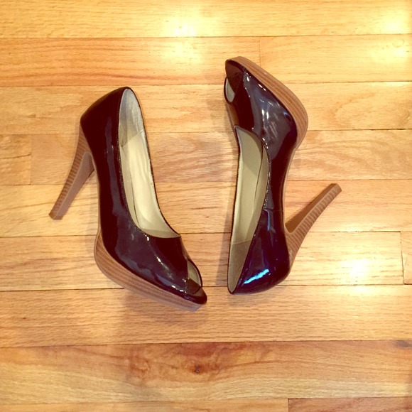 Patent Leather Peep Toe Pumps