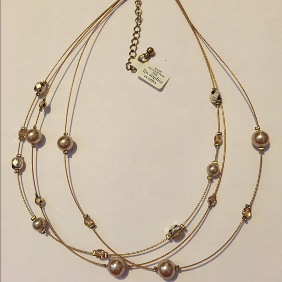 Lia Sophia champagne Pearl and bead necklace - Picture 1 of 1