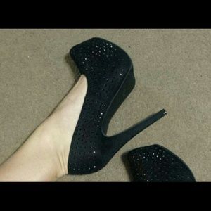 Black Rhinestone Pumps