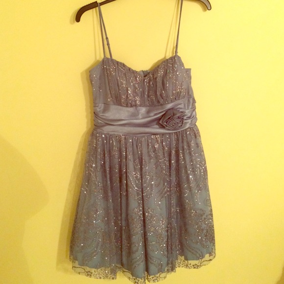Blue Sparkling Princess Homecoming Dress