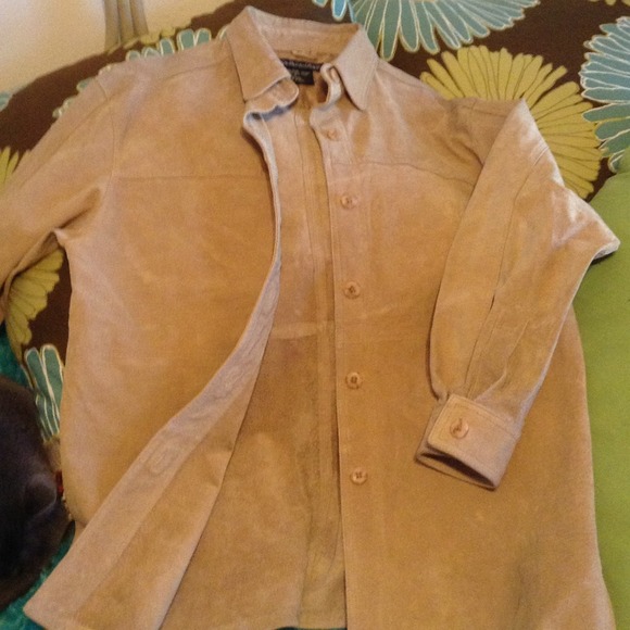 Leather Tan Shirt Jacket(final reduction)